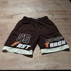 Copper Rivet Active Challenge Track 88 Graphic Shorts Brown Size Small